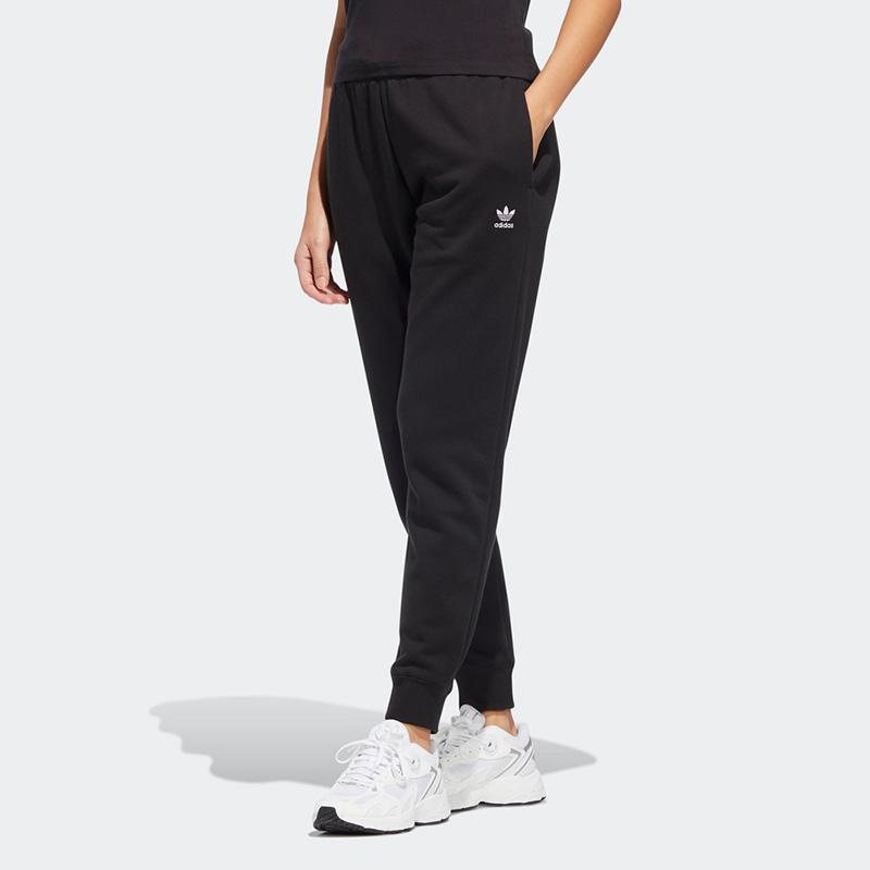 Adidas Originals Trefoil Logo Print Solid Color Cuffed Sports Pants Women Bottoms Black HI4908