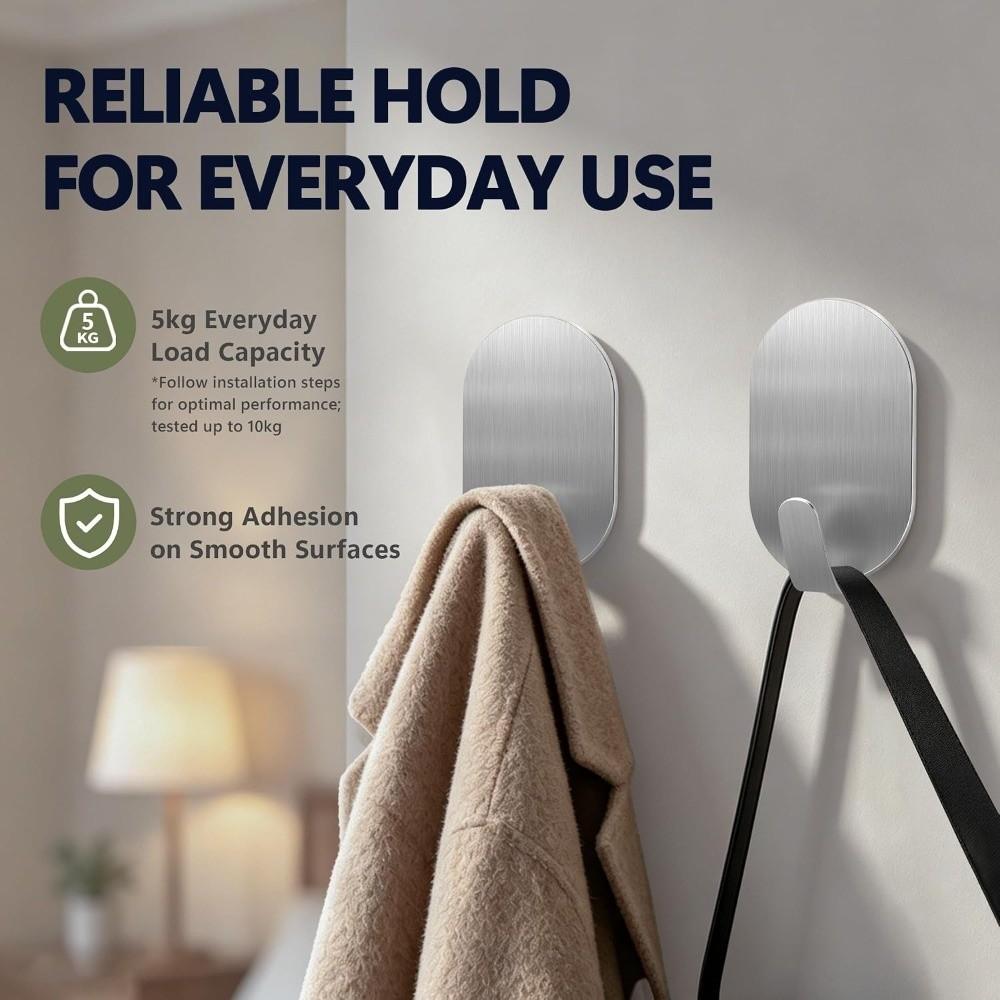 5PCS No Drilling Sticky Wall Hooks Self Adhesive Wall Mounted Key Holder  Bathroom Accessories