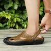 Men's Sandals New Genuine Leather Two-Way Beach Shoes Closed Toe Personality Soft Bottom Sandals Men's Fashion Summer