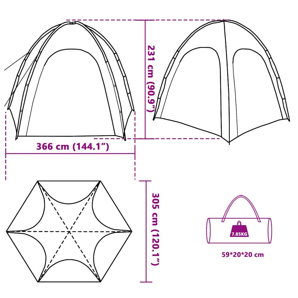 Pool Tent Ocean Green 366 x 305 x 231 cm Polyester and Fiberglass