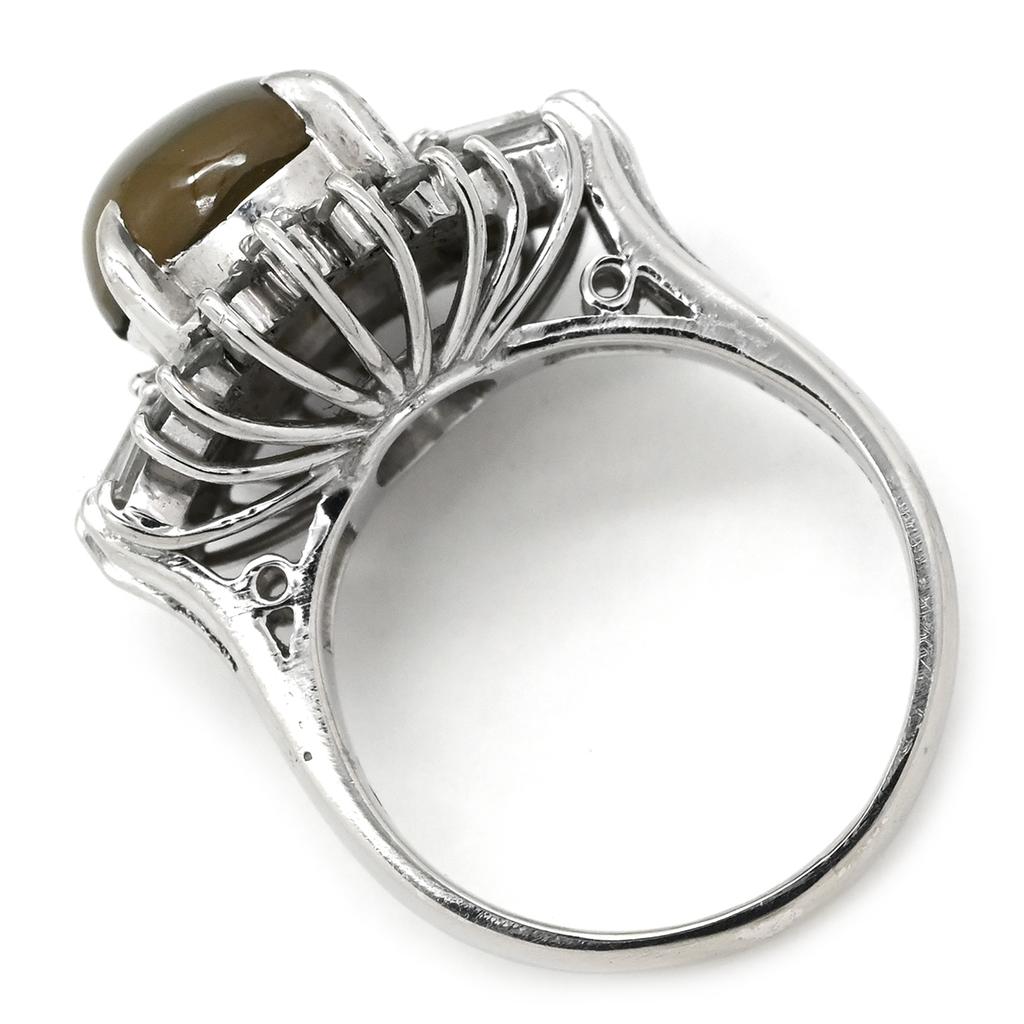 NON BRAND - Chrysoberyl Cat's Eye DiamondRing ring Pt900/Chrysobell Cat's Eye #7.5(JP Size) Array