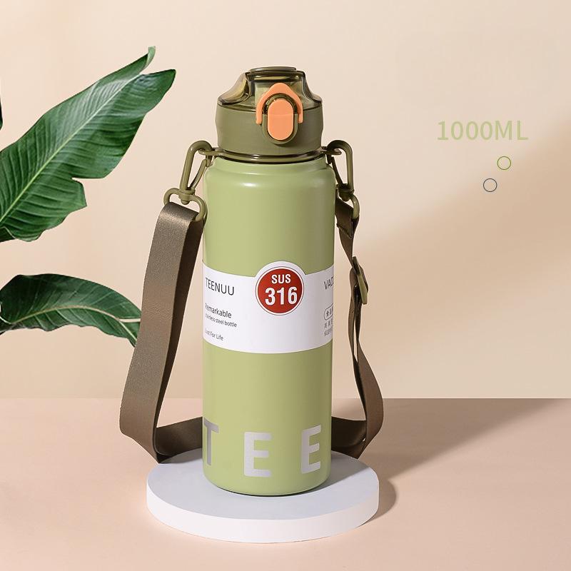 Vacuum Cup Student Only Water Cup 316 Stainless Steel Roomy Mens and Womens Messenger Lightweight Straw Active Kettle