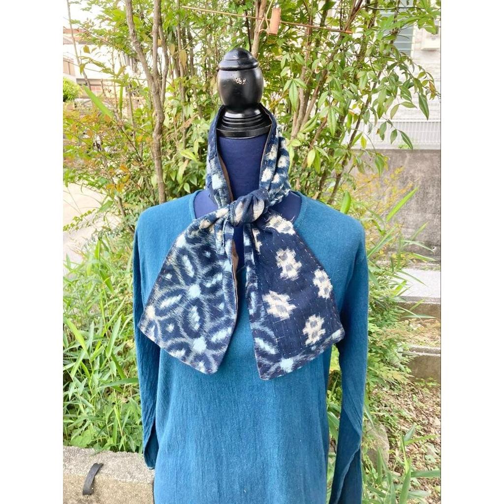 Used B67 Rags, Stole, Old Cloth, Remake, Indigo Dye, Kasuri, Patchwork, Patching, Sashiko