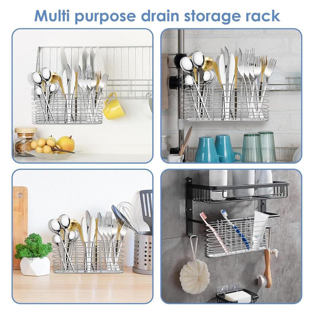 Fork Drainer Basket Stainless Steel Cutlery Hangable Basket Flatware Drying Rack Fork Drainage Containers For Kitchen