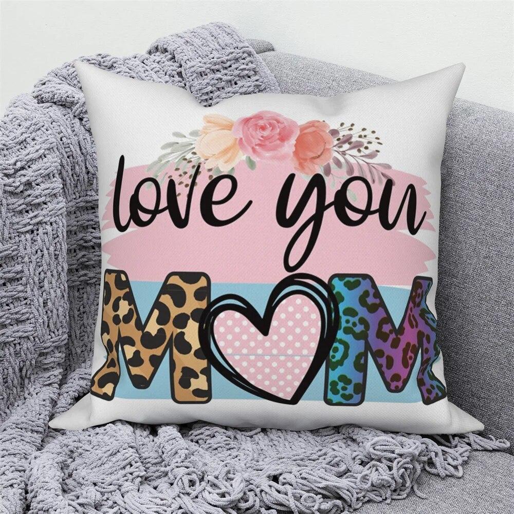 Flower Alphabet Pillowcase Cushion Cover Mother's Day  Car Sofa Home Decor Mom Gift