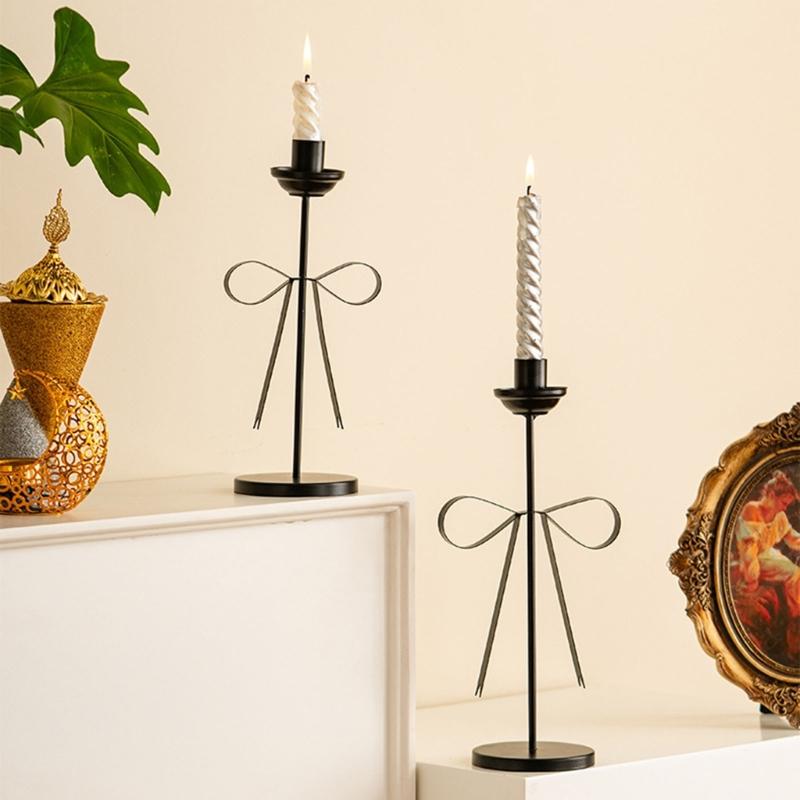 Decorative Candle Stands Iron Taper Candle Holders Bowknot Candlestick Holders for Wedding,Dinning,Party Decorations