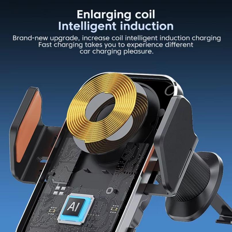 360° Rotation Car Wireless Charger Phone Charge Holder Air Outlet Cell Stand For iPhone 16 15 14 13 12 Car Fast Charging Station
