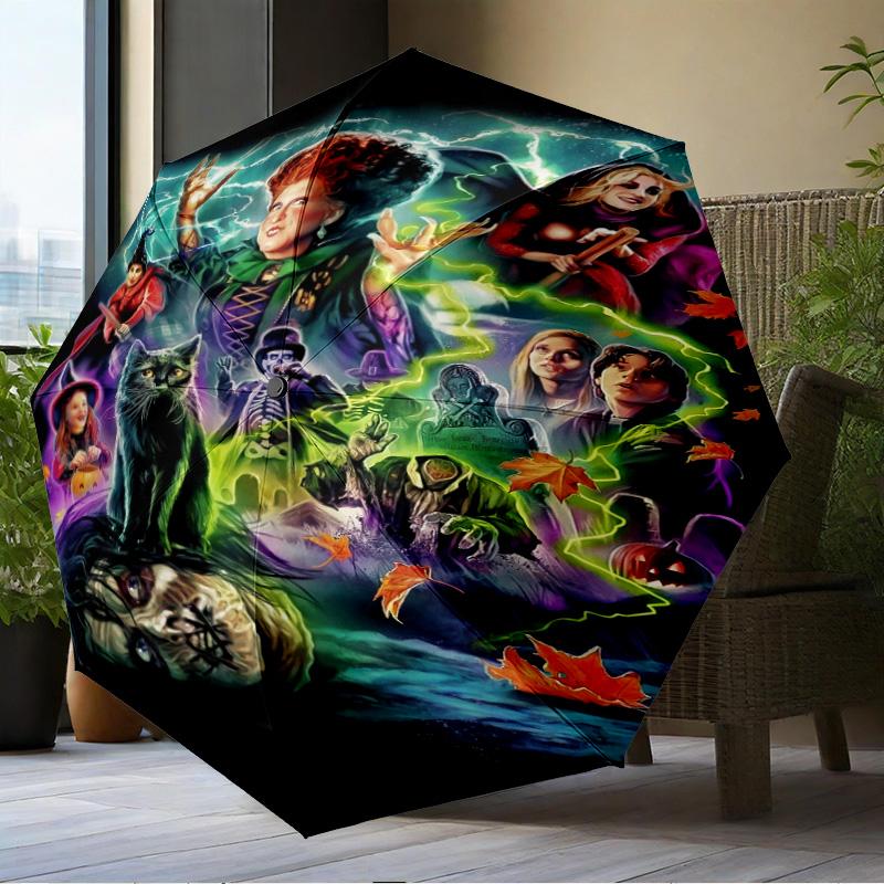 Halloween witch Umbrella Folding umbrella, automatic umbrella 8-Frame for Travel, camping Use Gift for Halloween Christmas