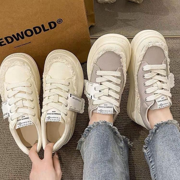 Ant City Korean White Shoes Niche Design New Versatile Platform Canvas Shoes Women's Casual Beggar Board Shoes