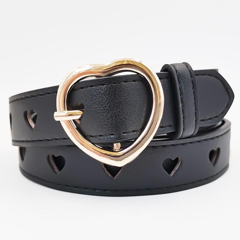 New Love Hollow Women's Versatile Belt Imitation Leather PU Small Fresh Decorative Pin Buckle Belt