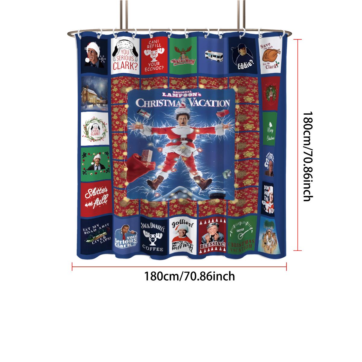 

1 шт. Рождественская водонепроницаемая шторка для душа с принтом персонажей, перегородка для ванной комнаты, приватность, несколько размеров, 12 крючков, простая установка 90x180cm