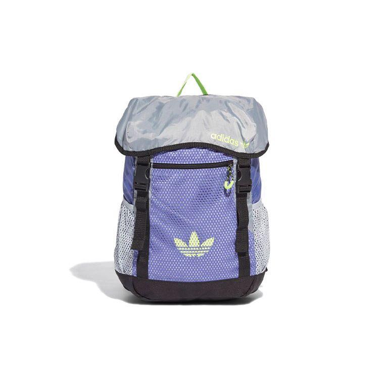 

Adidas Originals Trefoil Small Logo Color Block Polyester Backpack Unisex Backpack Purple Holographic-Silver Signal-Green GN2236 Small