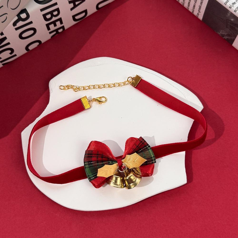 Velvet Bowknot Christmas Choker Plush Xmas Clavicle Chain Jewelry Accessories