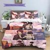 Attack On Titan Pattern Bedding,Quilt Set Quilt Cover Pillowcase Home Birthday Gift (1 * Duvet Cover + 2 * Pillowcase, Without Core)