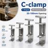 1pc 304 Stainless Steel C-clamp T-Shaped Adjustable Square Clamp 20-100mm Opening Sturdy Fixed Holder Clip Hardware Fasteners