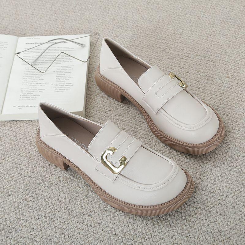 British Love Women's 2025 Spring New Flat-soled Single Shoes Soft-soled Versatile Small Leather Shoes One-pedal Single Shoes Women