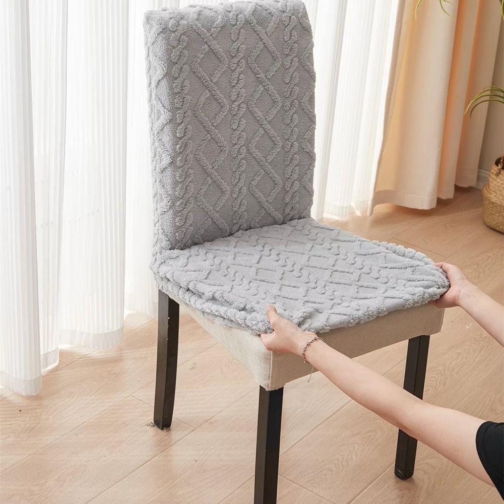 Elastic Jacquard Stretch Chair Cover Velveteen Removable Dining Chair Slipcovers House Home