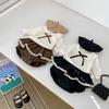 Baby Girl Spring Sweet Bow Tie Collar Long Sleeve Top With Ruffled Bloomers Shorts Two Piece Outfit Set
