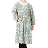 Isavel Women's Cooking Apron with Sleeves, Easy-Put-On Dress, Long Length, Floral Print, Pleated Design, Pockets, Simple Design, Quick Drying, Wrinkle