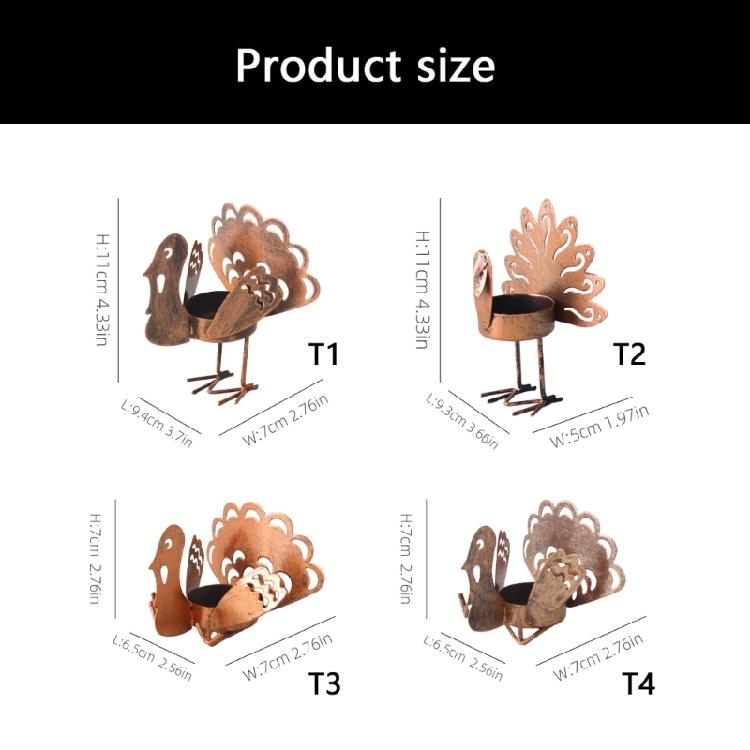 Turkey Design Tealight Candle Holders Set of 6 for Thanksgiving Mantel Decors, Metal Fall Table Accent for Harvest Centerpieces