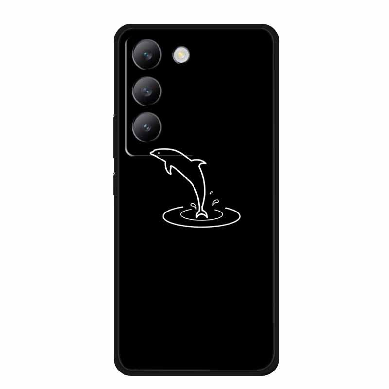 Capa de Celular Macia TPU Preta Vivo V40 SE - Design de Linha Simples