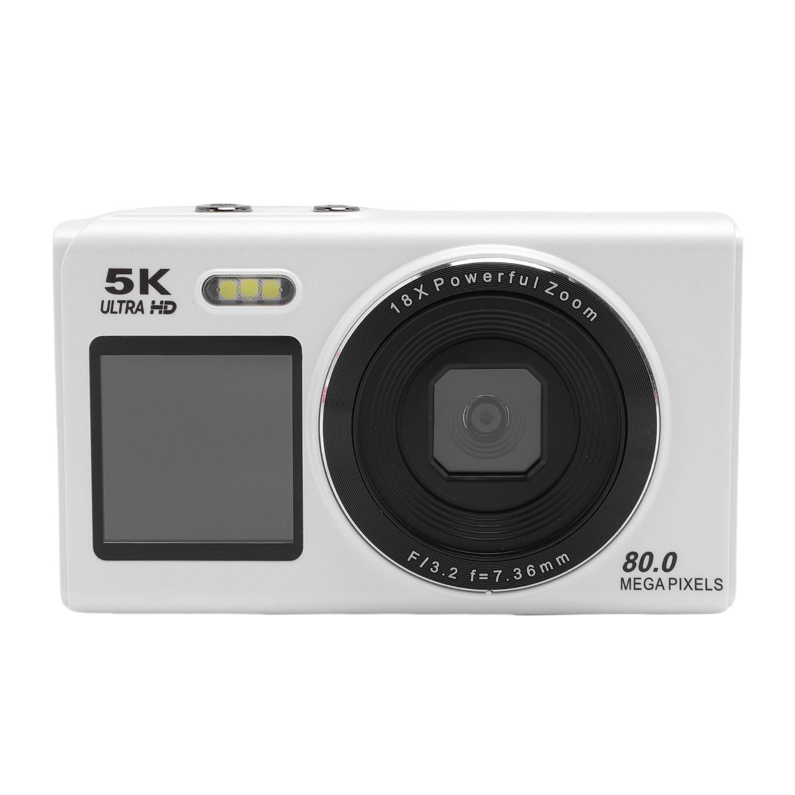 

5K Digital Camera for Photography 80MP HD WiFi 18x Digital Zoom Autofocus Dual Screen Digital Camera for Teens Beginners білий