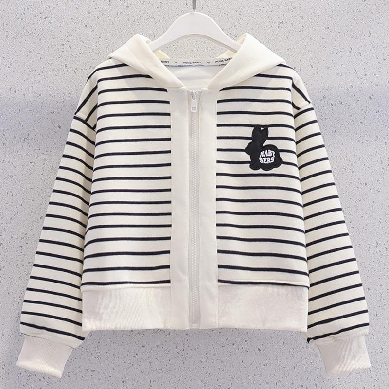 Spring Autumn Girls Hooded Sweatshirt Soft Comfortable Outerwear for Kids 120