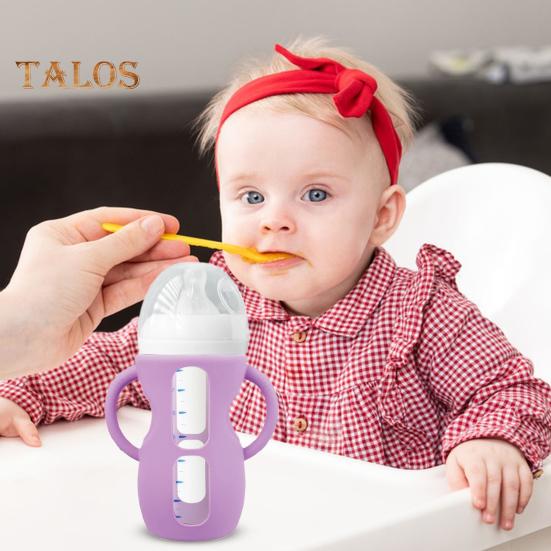 Babyflaschenhülle für Philips 4/8oz Glas, Silikon-Griffe mit einfachem Griff zum Schutz vor Stürzen, reduziert den Plastikkontakt, Babyflaschenabdeckung