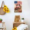1 piece: Vintage American red truck tinplate painting with American flag background, nostalgic car decorative painting, living r