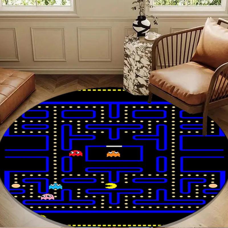 Pac Game Adventure Round Rug for Livingroom,Bedroom, Palyroom, Chair Rug, Area Rug, Circle Carpet, Large Size Fan Christmas Gift