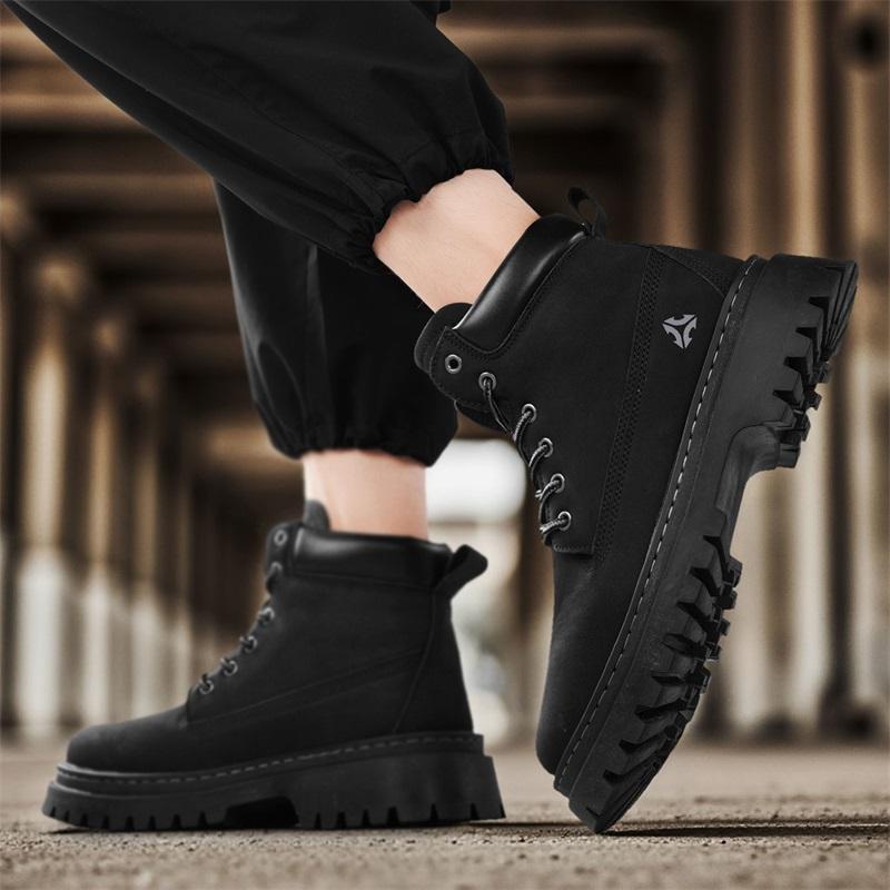 Ny mote Høst Og Vinter Høytopp for menn Martin Boots Studenter Mann Gutter Trending Soft Sole Arbeidssko Arbeidsbeskyttelse Martin Sneakers