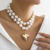 2 Stück Elegante Goth Imitation Perlen Kette Halskette für Damen Vintage Liebesherz Anhänger Choker Y2K Schmuck Hochzeits Accessoires