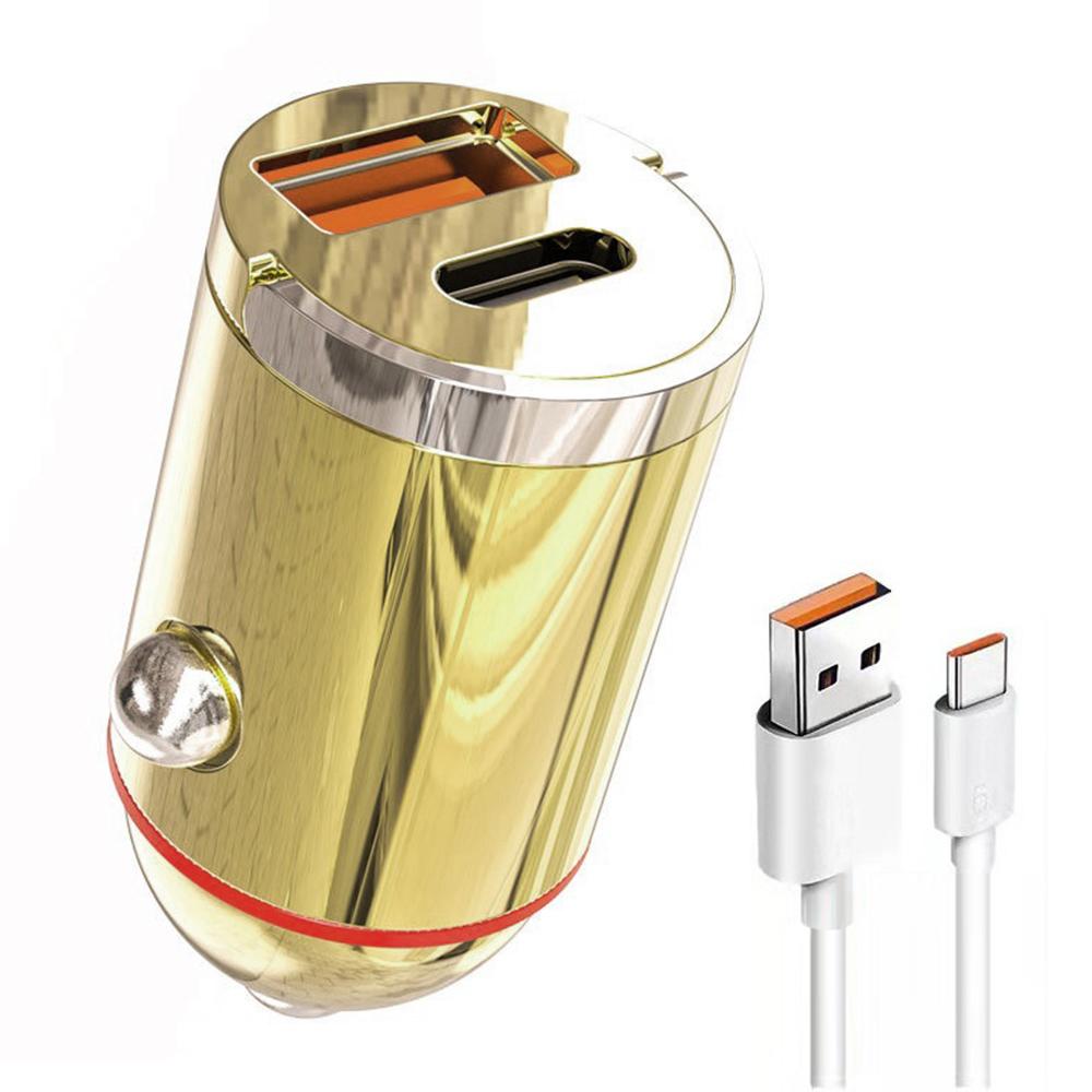 

G30J 133W High Power Charging Adapter Type-C+USB Car Charger with 6A USB to Type-C Cable