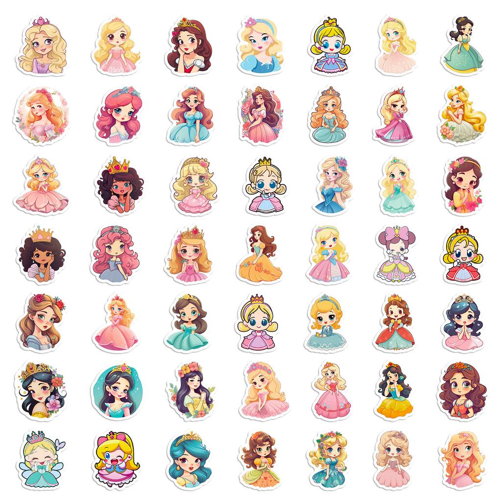 100 Stickers Cute Princess Flat Sheet Series Cute Cartoon Little Princess Diy Children Stickers 4 Packs