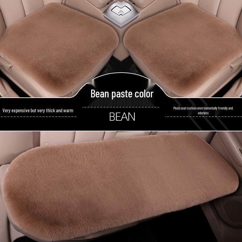 Winter Plush Car Seat Cushion Set: Thick Short Pile, Wool, Rabbit Hair, Non-Slip, 3-Piece
