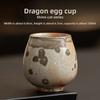 2PCS/Set Japanese Style Ceramic Tea Cup Hand Painted Silver Cat Dragon Egg Tea Set for Gongfu Tea Home Use Collection