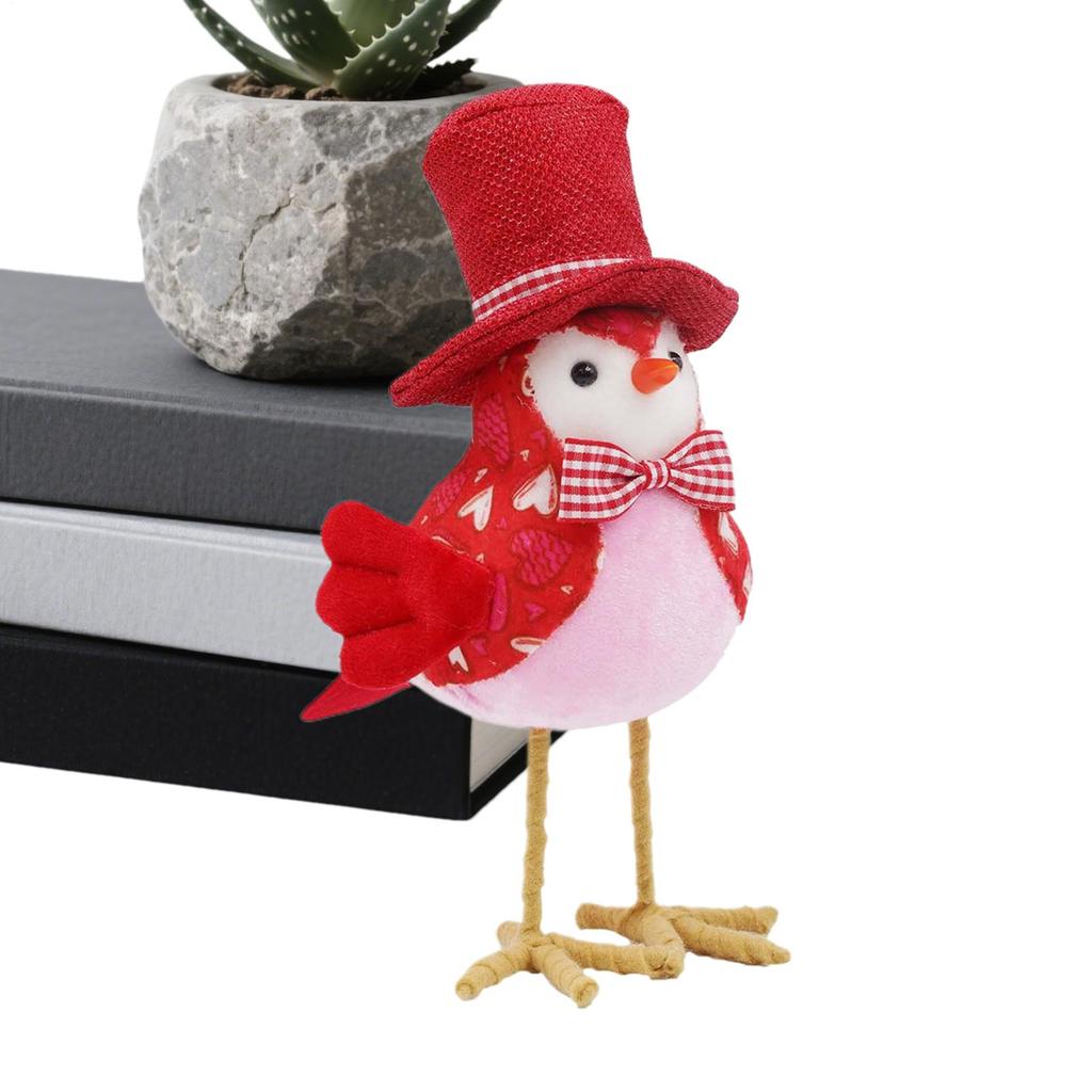 Valentine's Day Standing Bird Ornament Fabric Cute Love Bird Home Decoration Desktop Shelving Ornament Romantic Novelty Gift