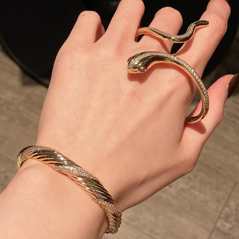 Year Of The Snake Snake Medieval French Retro Open Bracelet Heavy Industry Advanced Sensitive Zircon Niche Design Bracelet Female