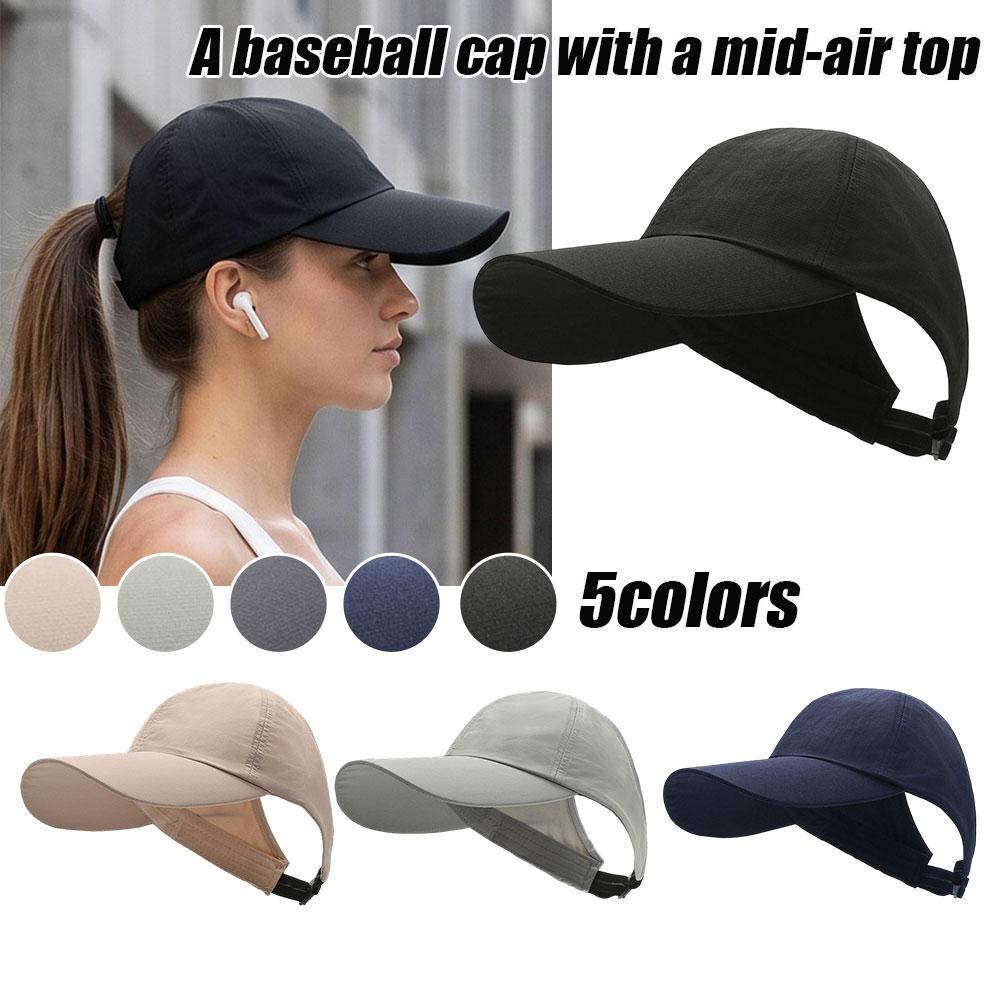 Summer Ponytail Baseball Cap Hollow Back Ponytail Hat Breathable Quick-Drying Visor Caps Outdoor Sunscreen Snapback Mesh Cap