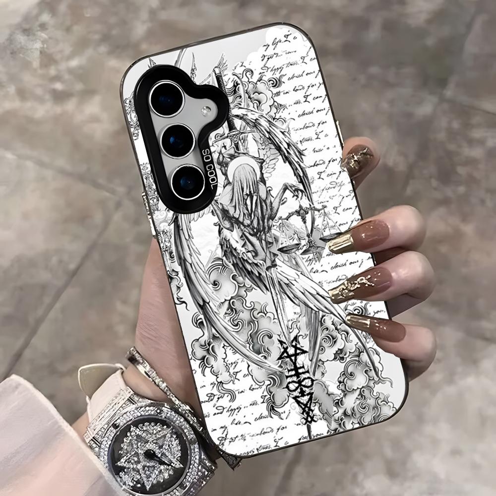 

Clmj Punk Cool Angel Phone Case For Samsung S25 Ultra S23 S22 S21 S20 Ultra Plus S24 Fe A54 A55 Color Silver Cover Samsung A55