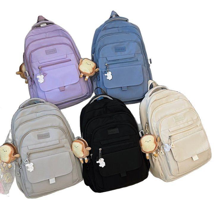 School bag for girls, Instagram-style school bag, simple and versatile computer backpack for junior high, high school, and college students