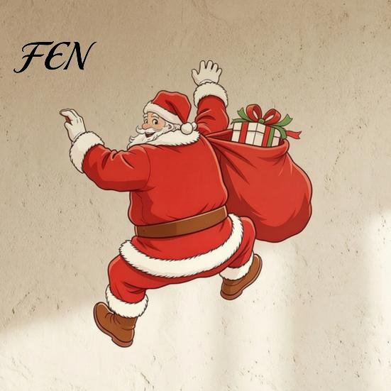 Christmas Room Ornament Wall Sticker, Self?Adhesive Climbing Santa Claus Decals, Funny DIY Scene Decor Holiday Mural for Living Entryway Decals