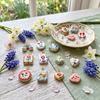 2 Pcs Ceramic Charms Multicolor Flower Rainbow Hand Drawing Double Sided Brass 18K Gold Plated Pendants For DIY Necklace Making