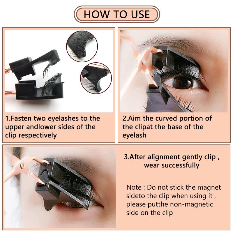 Hot-selling Little Devil Magnetic False Eyelashes Double-layer Pink Round Box with Clip Magnetic Set