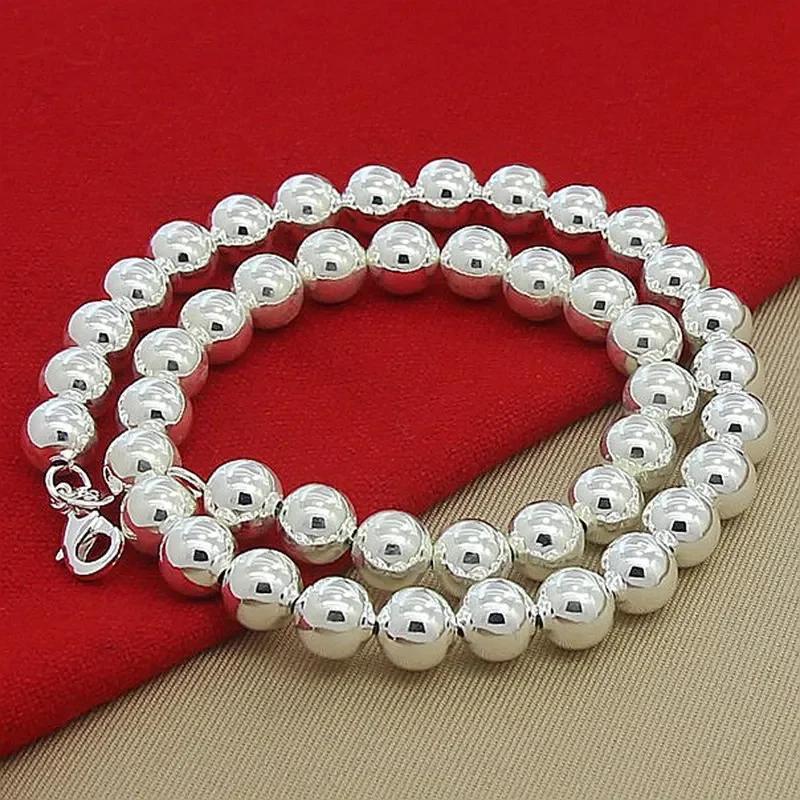 Nuova Fine Rame bella 4MM/6MM/8MM/10MM Perle Lisce Catena a Palline Collana Per Donne Uomini Moda designer Gioielli