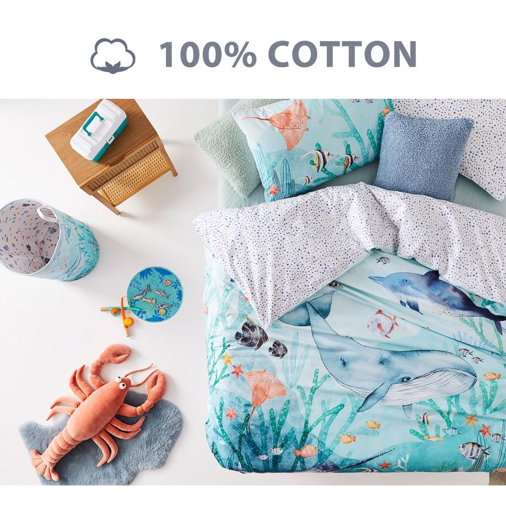 Meeres-Tier-Bettwäsche-Set: 100% Baumwoll-Bettbezug, Einzelbett- bis Queen-Size