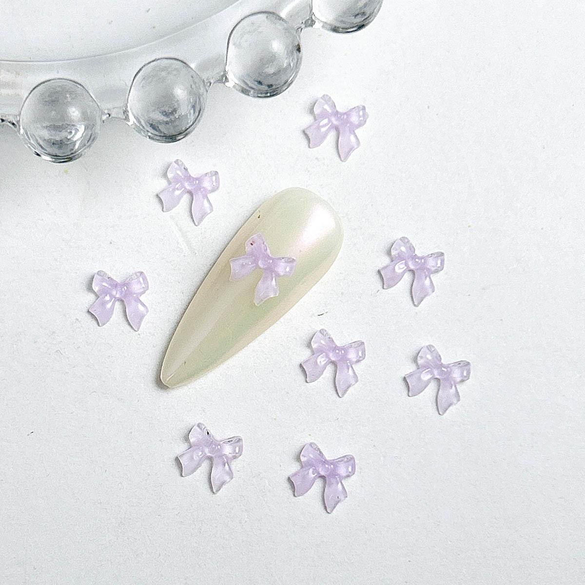 Mini Small Bow Nail Art Accessories Internet Celebrity Ice Transparent Resin 3D Bowknot Beautiful Girl Nail Decoration фиолетовый