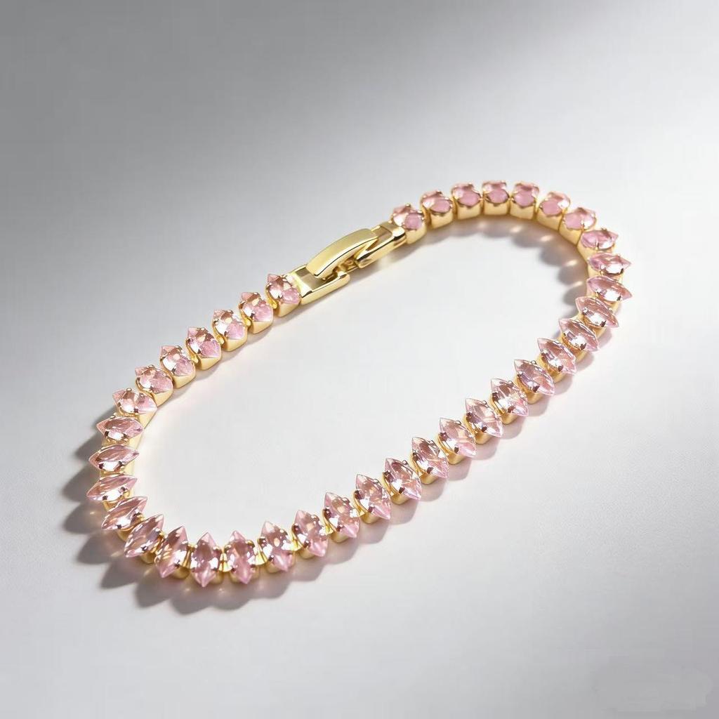 Damska bransoletka tenisowa z cyrkoniami w kształcie łezki: Łańcuch Markiza z Ząbkami, Ekskluzywny Element Mody