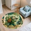 Forest Flower Basket Animals,Round Area Rug,Carpet Rug for Living Room Bedroom Sofa Playroom Decor,Non-slip Floor Mat
