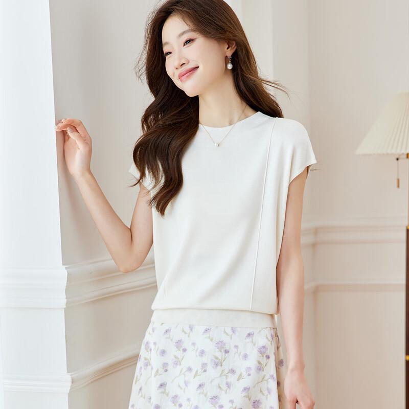 Srcr Women's 100% Mulberry Silk Short Sleeve T-Shirt